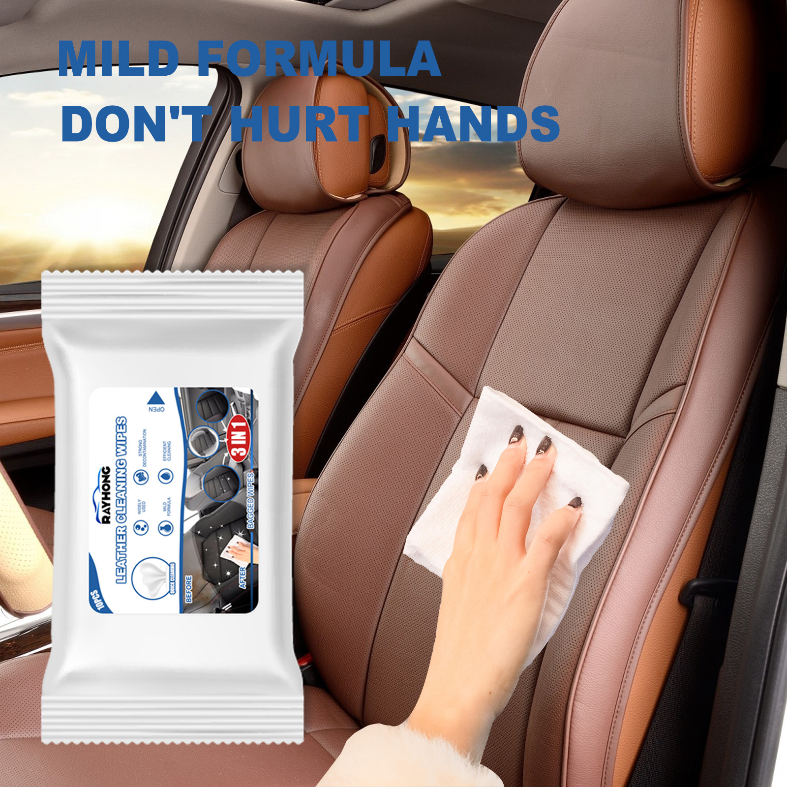 Car Leather Cleaning Wipes, Se - Dirt Brush Interior บทวิจารณ์และราคา