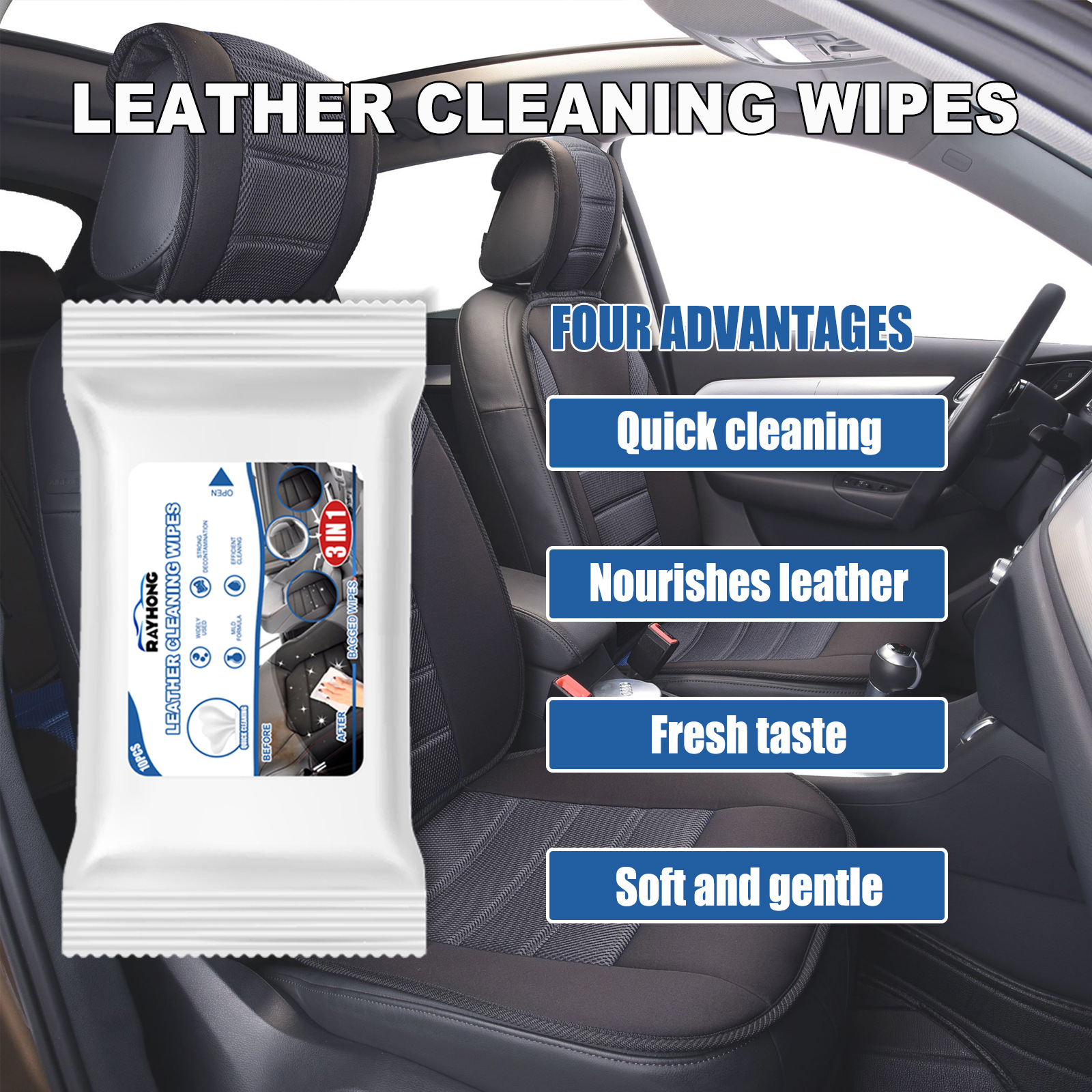 Car Leather Cleaning Wipes, Se - Dirt Brush Interior บทวิจารณ์และราคา
