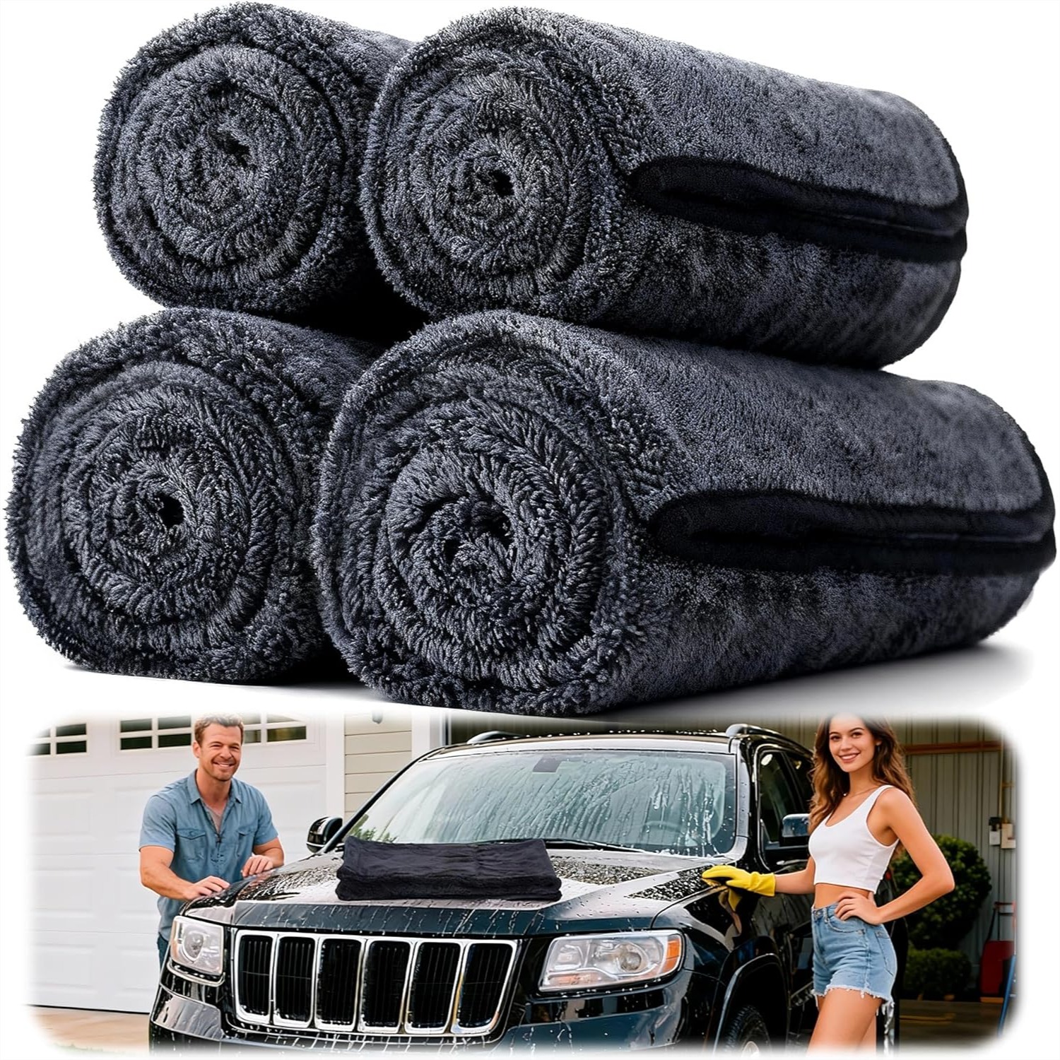 4PCS Microfiber Car Drying Tow - Microfiber Towel Detailing บทวิจารณ์และราคา
