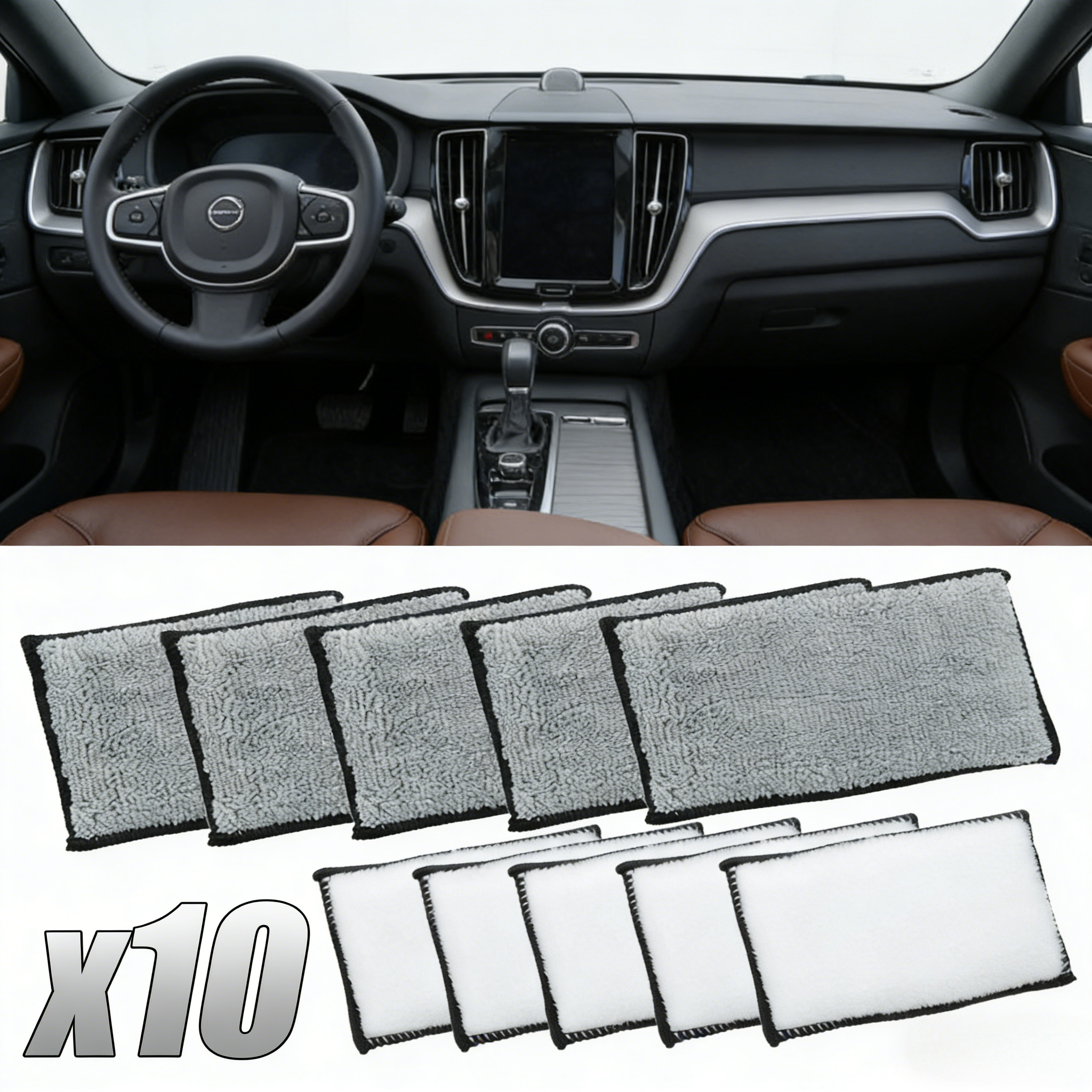 10Pcs Soft Double-Side Microfi - Leather Cleaner Interior บทวิจารณ์และราคา
