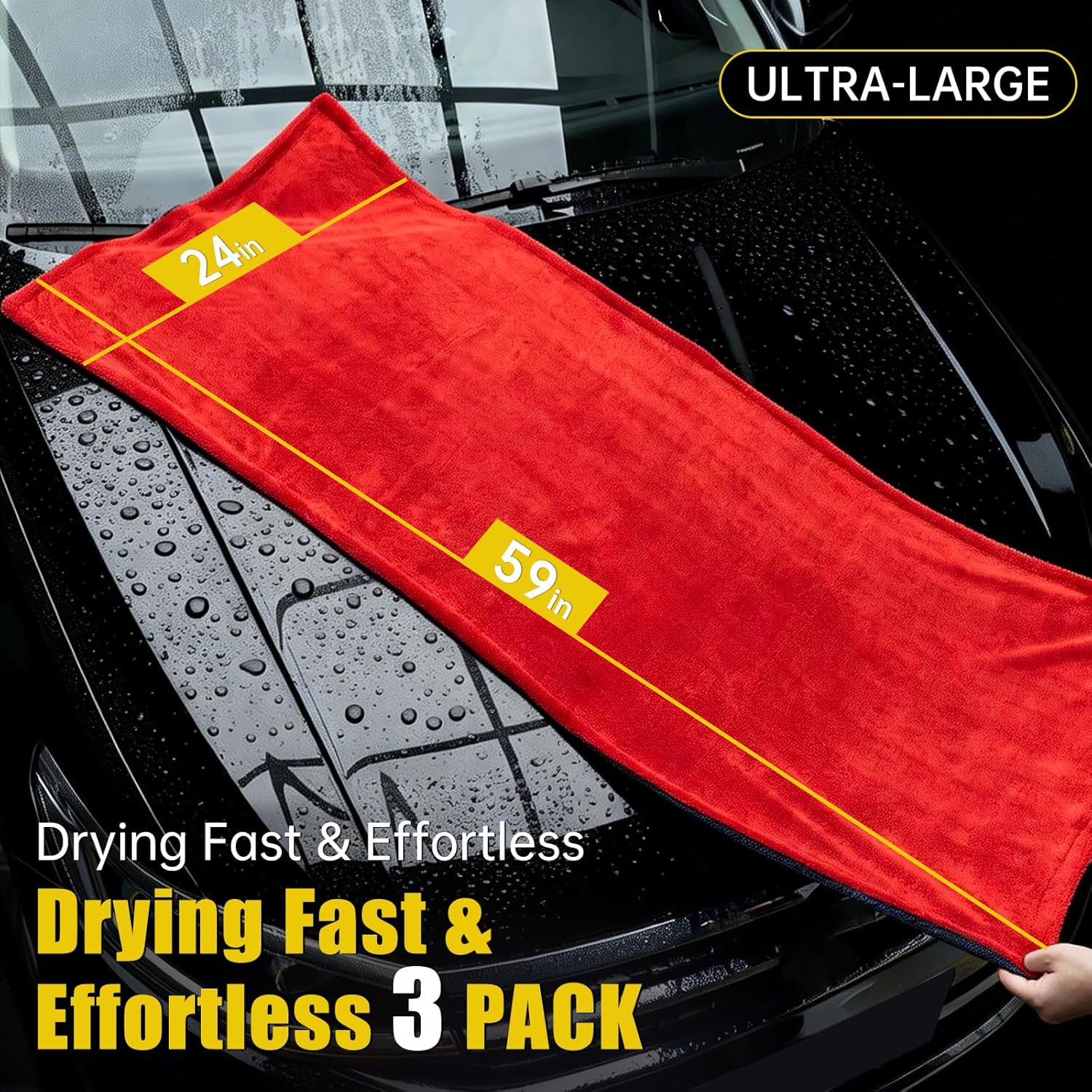 3-Pack Car Drying Towel Microf - Microfiber Towel Detailing บทวิจารณ์และราคา