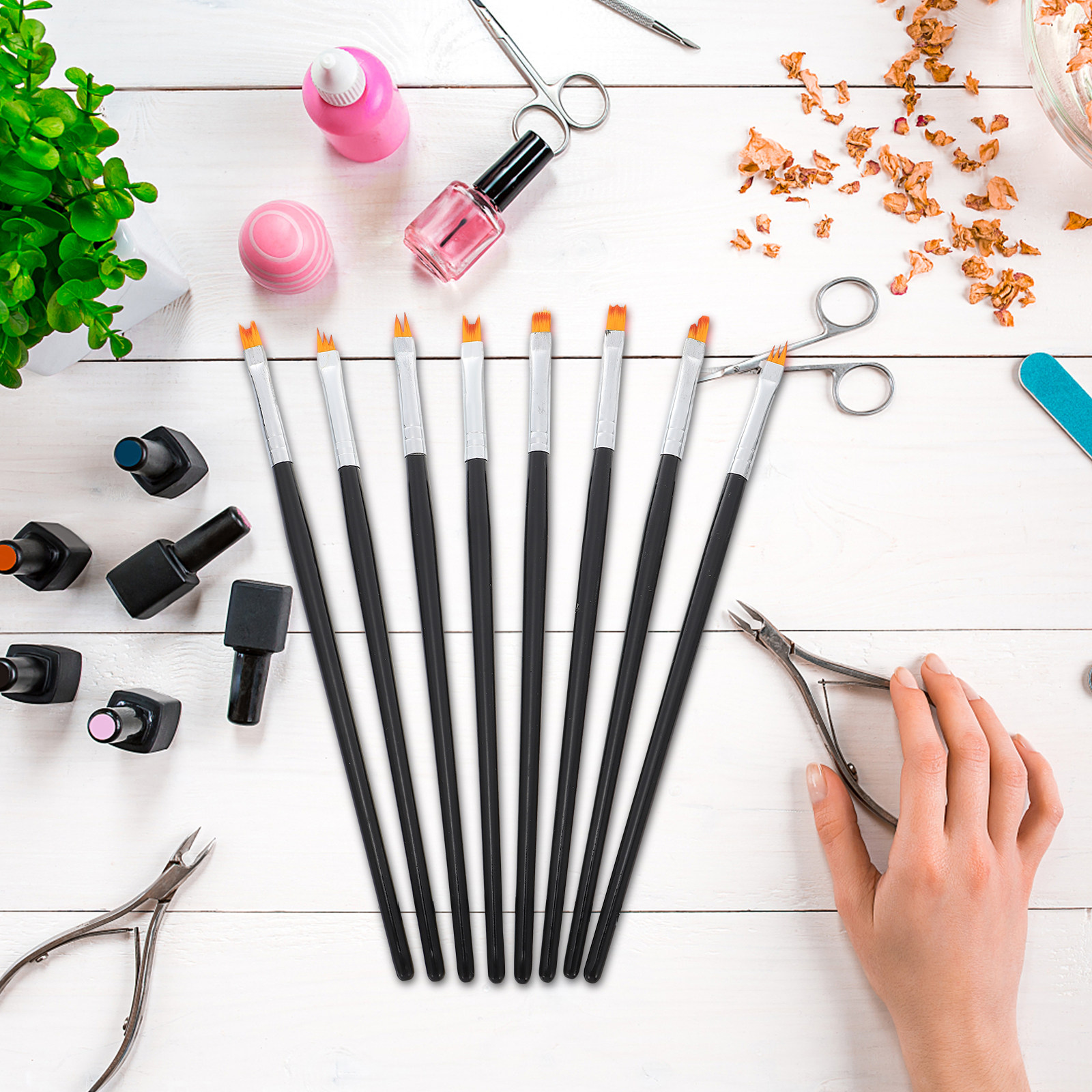 8Pcs Nail Brush Set Flower Des - Detailing Brush Set บทวิจารณ์และราคา
